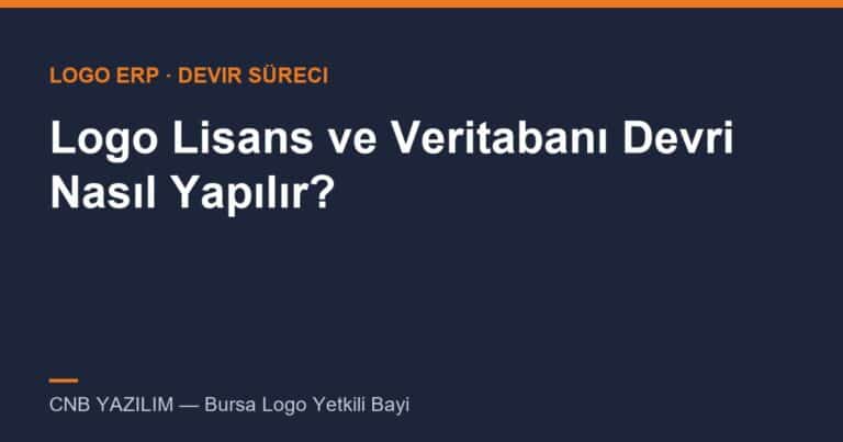 Logo Lisans ve Veritabanı Devri Nasıl Yapılır?