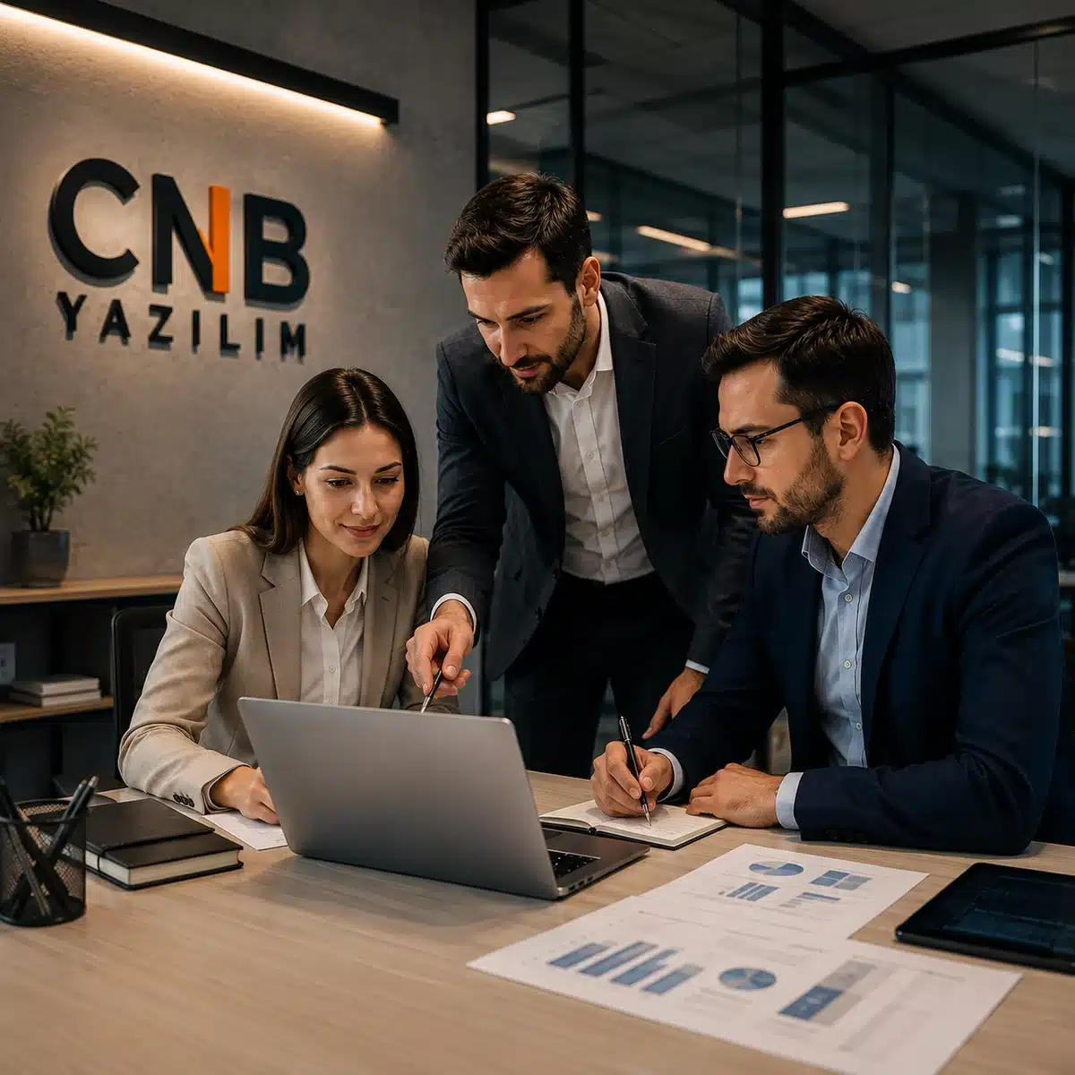 CNB Yazılım danışmanları Bursa ofisinde Logo ERP projesi üzerinde çalışırken
